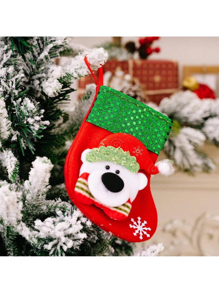 Christmas Tree Hanging Mini Stockings Decoration Small Candy Gift Bag Santa Claus Snowman Reindeer Bear Decorative Socks