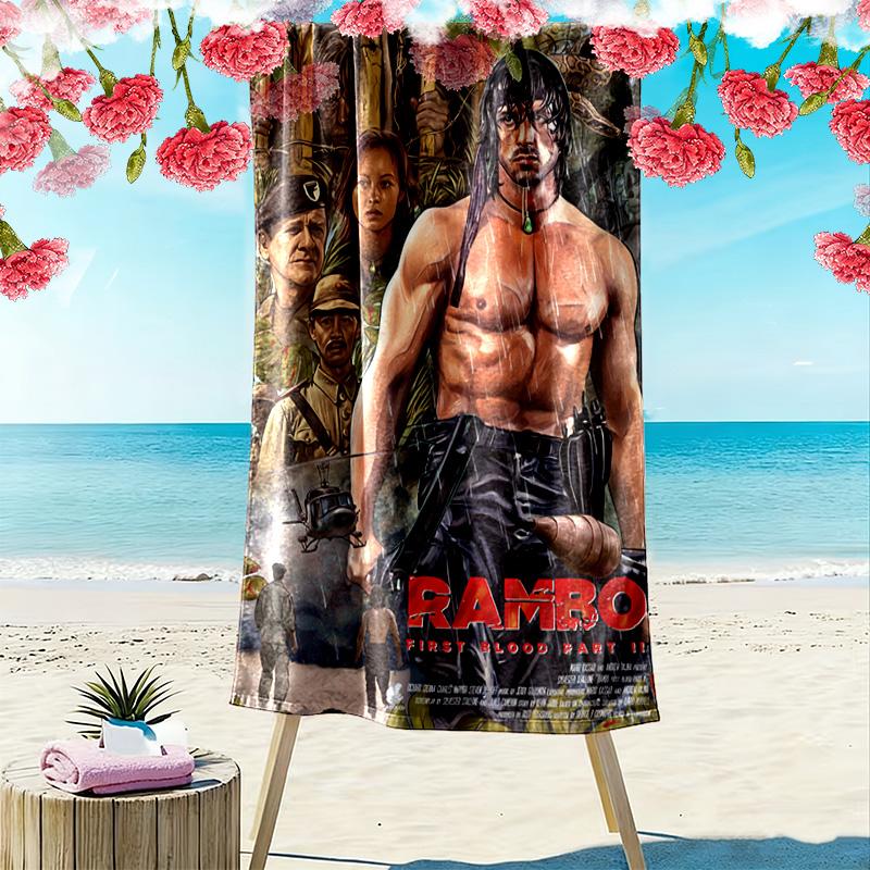 Rambo First Blood Print Beach Towel, Large Soft Quick Dry Towel for Beach Camping Swimming