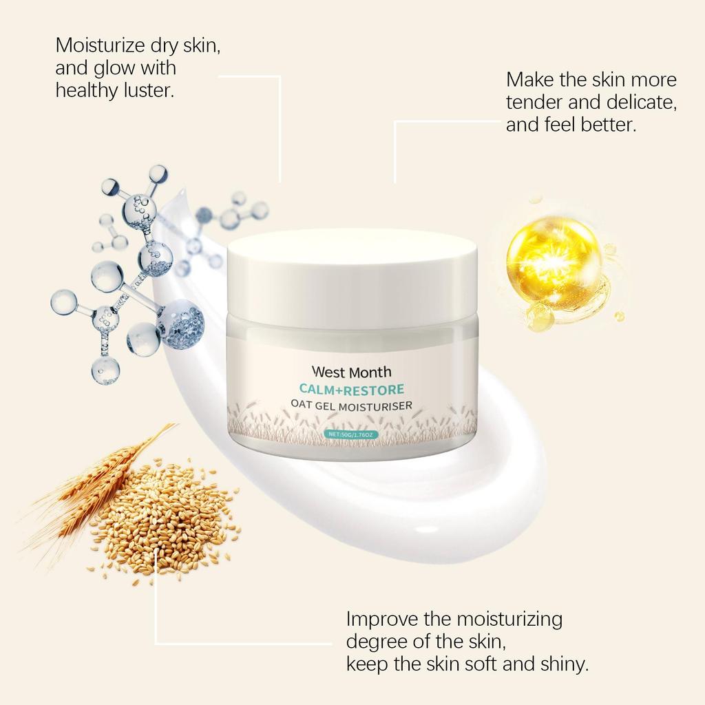 West&Month Oat Moisturizing Cream, Deeply Nourishes Facial Skin, Moisturizing and Hydrating Gentle Care Lotion 50g