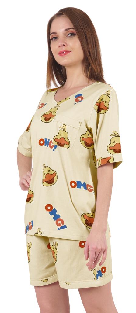 Inkmeso Printed Nightwear Shorts Set For Women Top And Short Sleepwear Sets 2