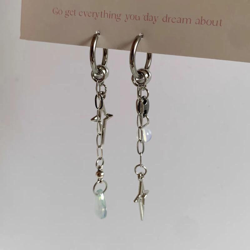 1Pair Punk Hip Hop Silver Color Rivet Drop Earrings For Women Men Gothic Metal Geometric Cone Pendant Earrings Y2K Party Jewelry