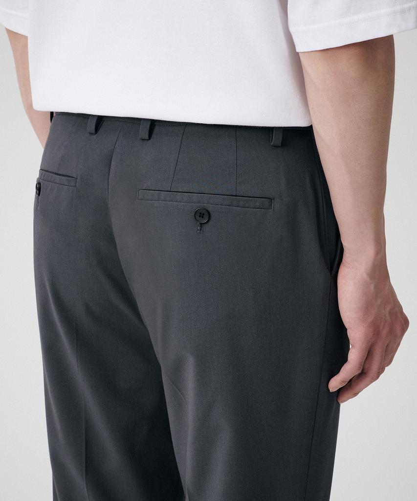 MUSINSA STANDARD [Cooltandard] Relaxed Tapered Hidden Banding Crop Slacks [Gray]