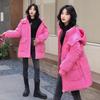 Down Cotton Clothes Women's Medium and Long Thickened Winter Clothes Fashion Hooded Drawstring Waist Large Pocket Warm Cotton-padded Clothes