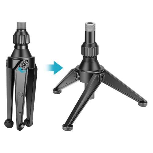 Neewer Mini Tabletop Microphone Tripod Stand, Foldable, Iron, Adjustable Height, 4.9-7.5 inches/12.5-19 cm, Suitable for Lectures, Podcasts, Online Ch