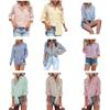 European and American Women's Spring/Summer Striped Linen Cotton Long-Sleeve Shirt