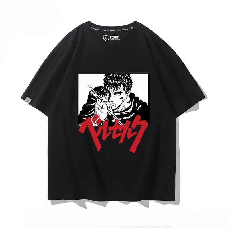 Футболка из 100% хлопка с фирменным принтом воинов аниме Berserk Guts летняя мужская повседневная уличная одежда с короткими рукавами