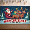Holiday Banner Santa Claus Theme Santa Sleigh Backdrop Reindeer Backdrop Gift Box Decoration Christmas Tree Background