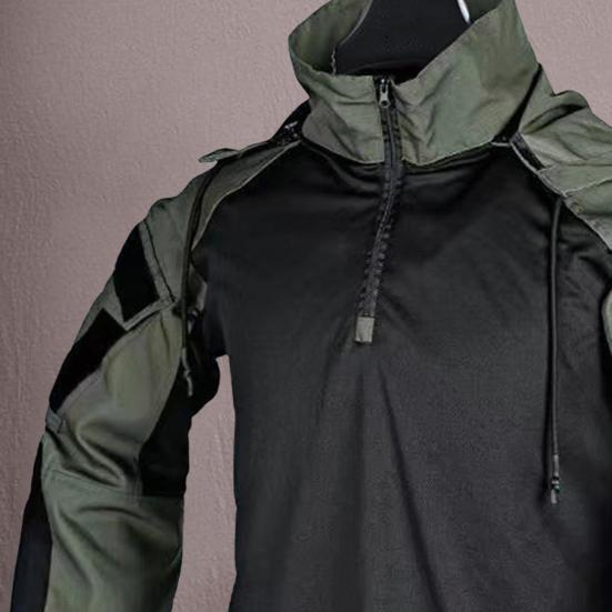 Мужская камуфляжная тактическая рубашка с длинным рукавом и воротником-стойкой, футболка с застежкой-молнией 1/4, камуфляжная униформа со съемным капюшоном для страйкбола, охоты, походов