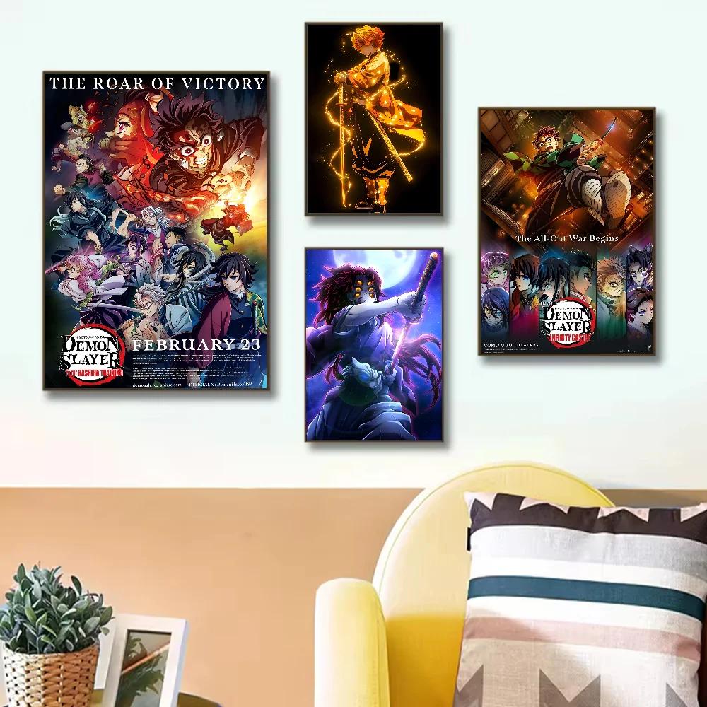 Аниме Фигурка Клинок Рассекающий Демонов Постер HD арт липкий на стену водонепроницаемый дом гостиная спальня бар эстетичное украшение