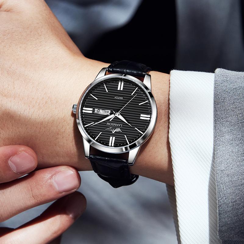 Новые роскошные мужские часы ТОП-бренда с коробкой, водонепроницаемые мужские кварцевые часы с календарем для бизнеса и отдыха