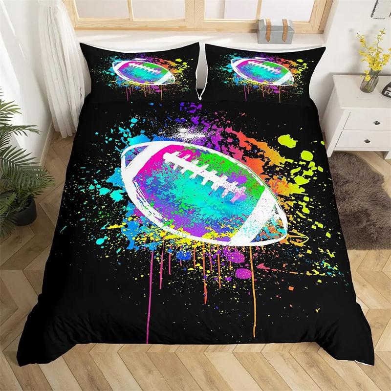 3D American Football King Queen Duvet Cover Ball Sports Bedding Collection For Kids Teens Boy Sport Fans 23Pcs Polyester Quilt Cover