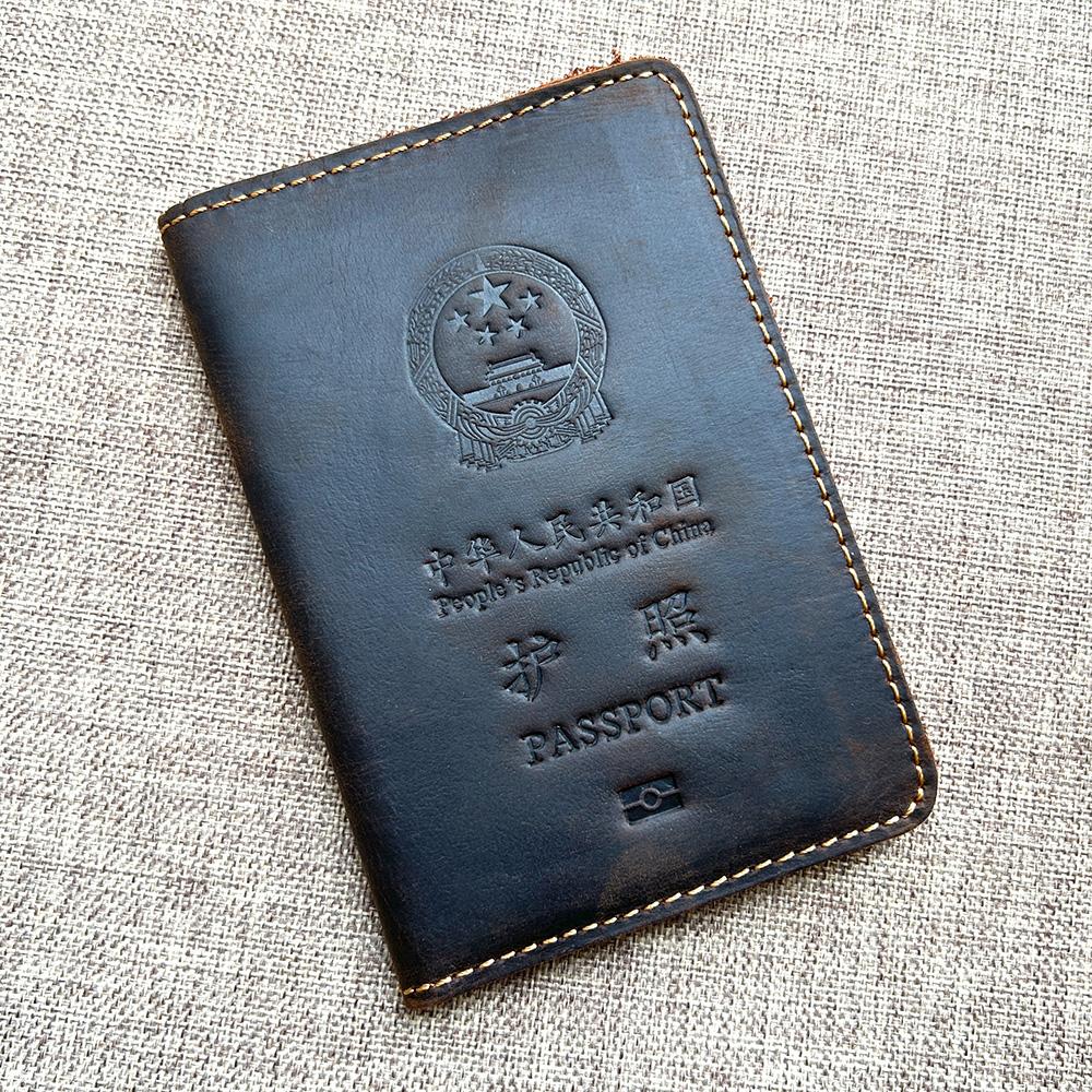 Leather China Passport Cover Men 100% Leather Chinese Passport Holder