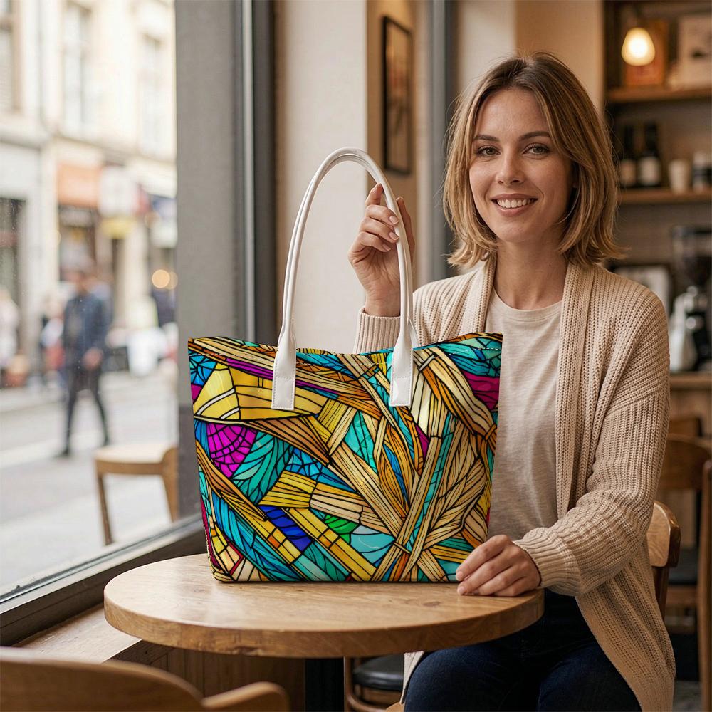 Colorful Geometric Tote Bag Fashion All-match Women's Large Capacity Shoulder Bag for Daily Use