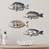 4Pcs Nautical Fish Shape Wall Decoration Hand-Painted Multi-Color Design Handcrafted Coastal Decor Coastal Lake Theme Decor