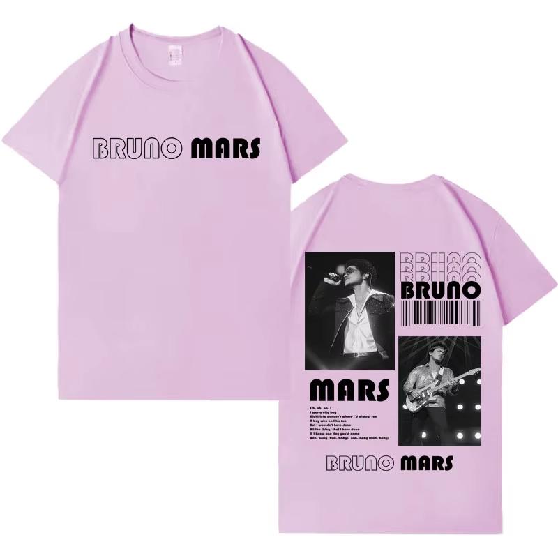 2026 Singer Bruno Mars Tshirt Men Women Pop Casual Short Sleeve TShirt Men Aesthetic High Quality Gothic Crewneck Top Fans Gift