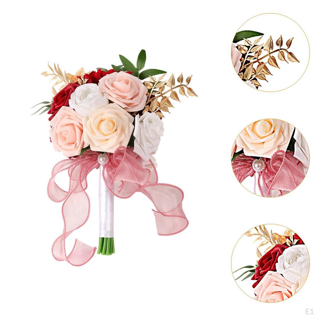 11.4inch Silk Roses Bridesmaid Wedding Bouquet Bride Flower