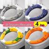 Four Seasons Cartoon Electrostatic Toilet Seat Cushion Pad - Warm, Thick, Adhesive, Universal Fit