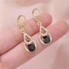 New Rhinestone Water Droplet Black Hollow Earrings For Woman Fashion Korean Jewelry Temperament Girl's Daily Wear Earrings