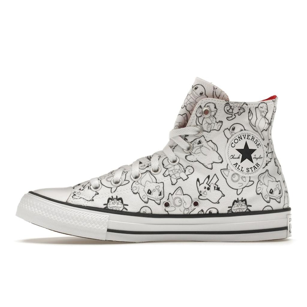 Pokemon x Converse Chuck Taylor All Star High Кроссовки Унисекс Белый Черный Университетский Красный A01651C