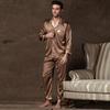 Men's Luxurious Satin Pajamas Autumn Retro Print Long Sleeve Button-Up Tops Pants Sleepwear Lounge  Set Home Clothes for Man