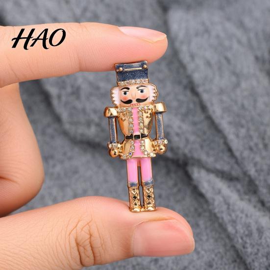 Collectible Nutcracker Pin Christmas Brooch Pin, Rhinestone Enamel Soldier Badge for Decorative Suit Accessory Women Men, Xmas Holiday Jewelry