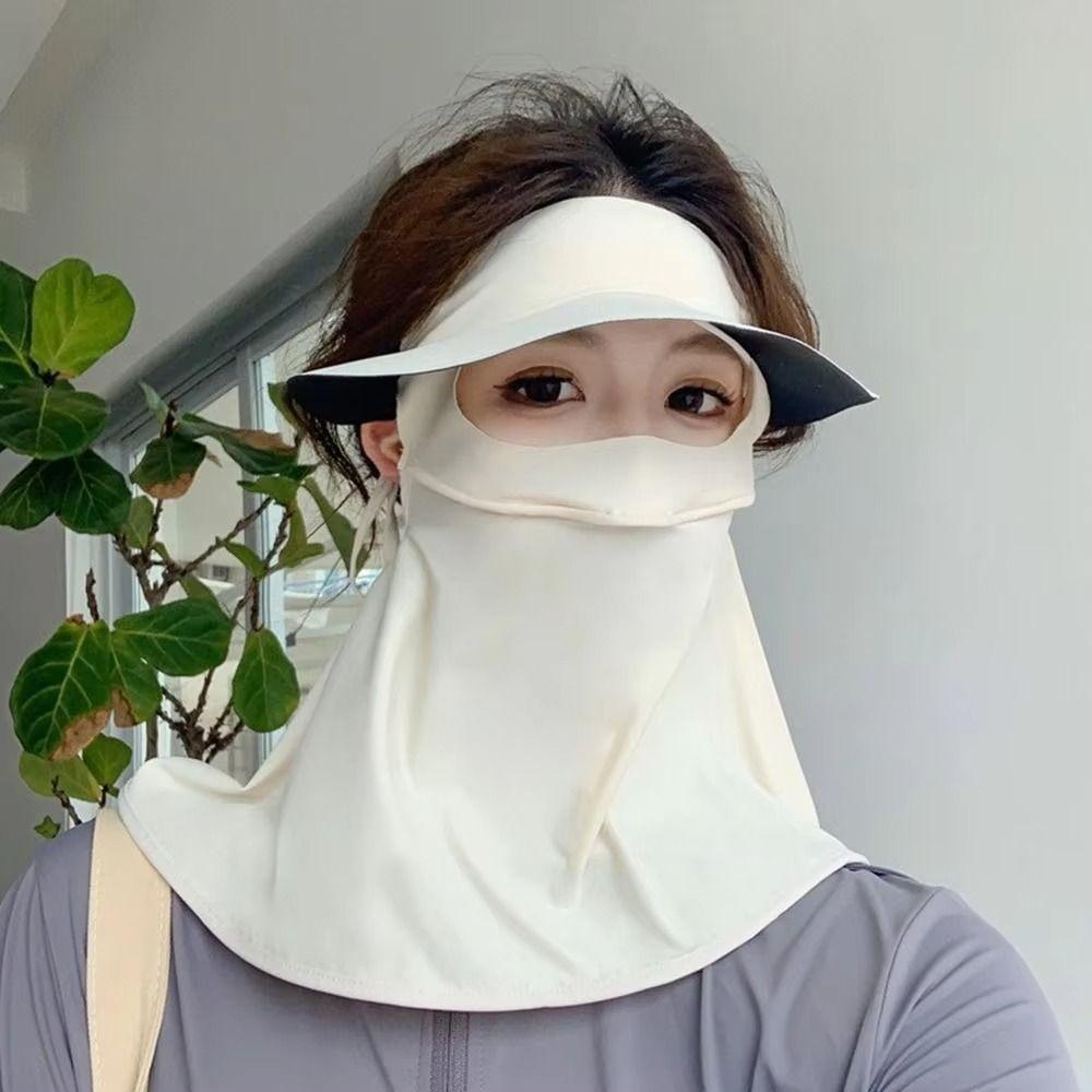 Solid Color Sunscreen Face Cover Eye Protection UV Protection Veil Breathable Ice Silk Mask Riding
