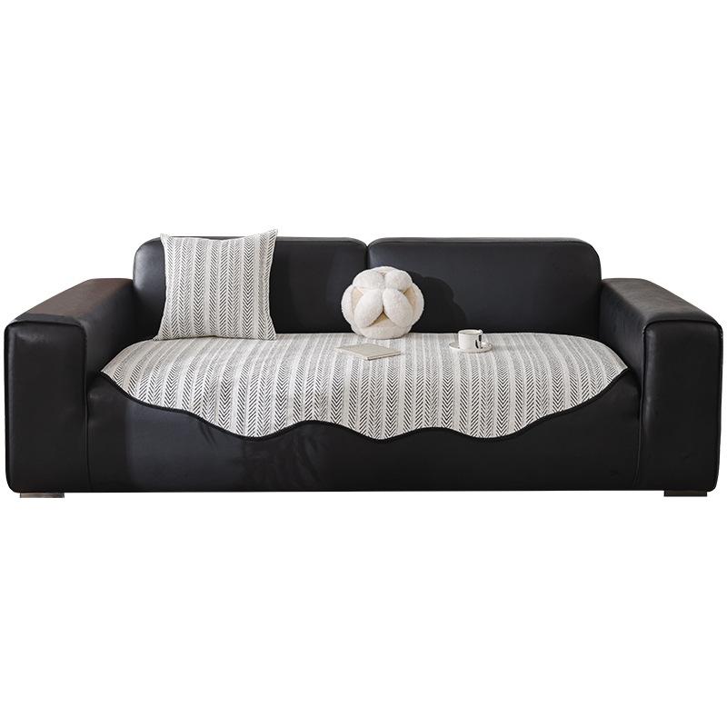 Irregular Special-Shaped Fish Bone Pattern Sofa Cushion, Universal Non-Slip Seat Cushion In All Seasons, High-Grade Straight Row Leather Sofa Cover