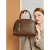 New Top Layer Cowhide Minimalist Boston Bowling High-end Leather Women's Bag Large Capacity Handbag Pillow Bag