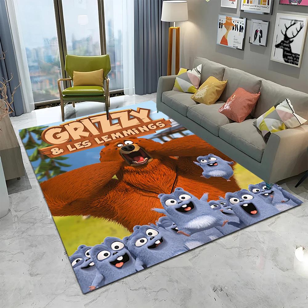 3D Grizzy and The Lemmings Cartoon Carpet Rug для дома, гостиной, спальни, дивана, коврика для двери, детский коврик, нескользящий напольный коврик