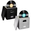 Foldable Vinyl Record Storage Boxes Cotton Linen Fabric Storage Boxes LP Record Organizer  for Home