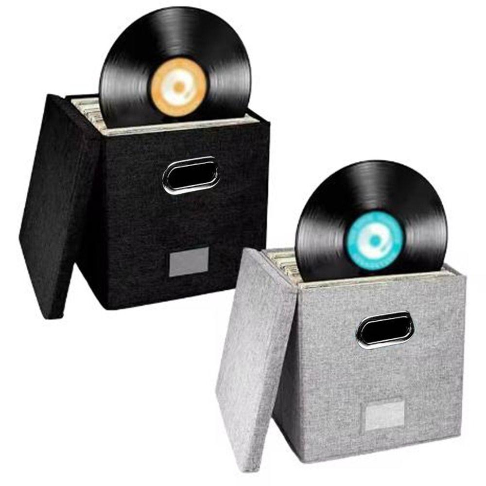 Foldable Vinyl Record Storage Boxes Cotton Linen Fabric Storage Boxes LP Record Organizer  for Home