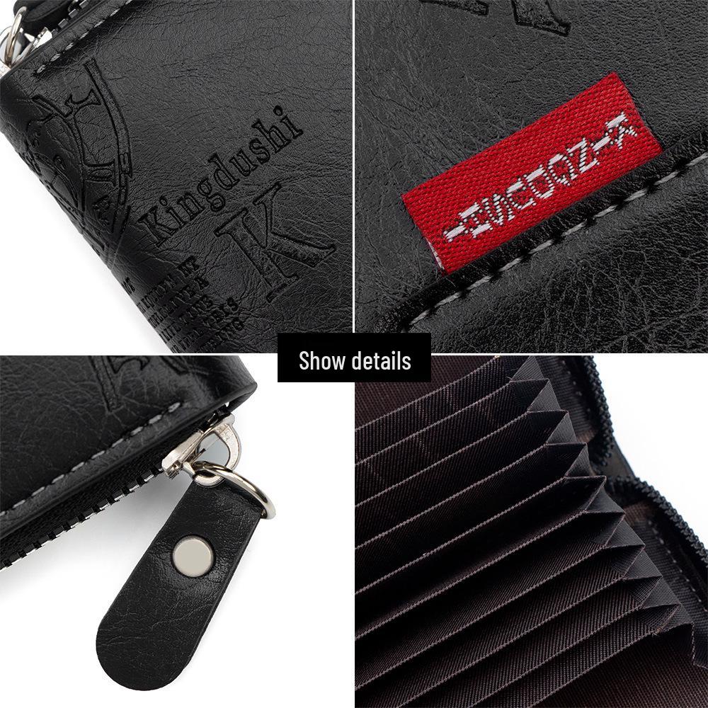 Мужской ретро многофункциональный короткий кошелек для карт и монет на молнии
