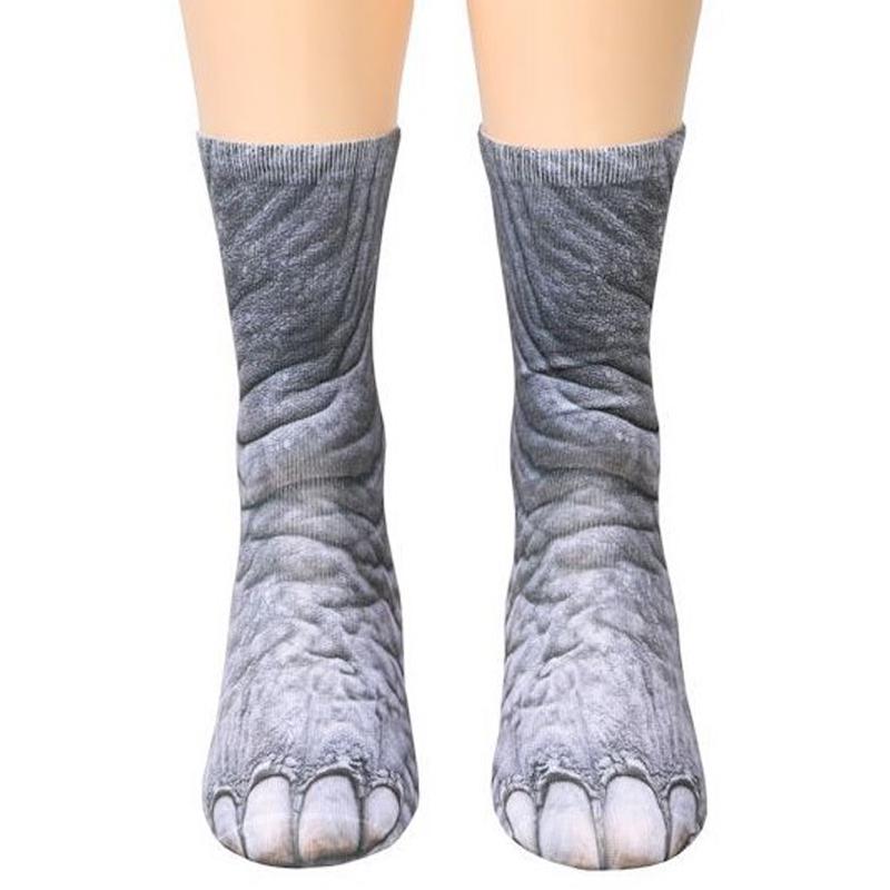 Unisex Adult Children 3D Print Animal Foot Hoof Paw Print Sock Novelty Crew Socks Tube Mid Stockings