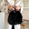 Wrist Bag New Handheld Fur Bag Autumn and Winter Imitation Fox Hair Bucket Plush Bag Textured Versatile Hand Bag