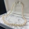 Akoya Pearl Necklace Natural Jewelry Pink Beige Approx. 42cm 7.5mm–8.0mm 36.3g Silver Clasp