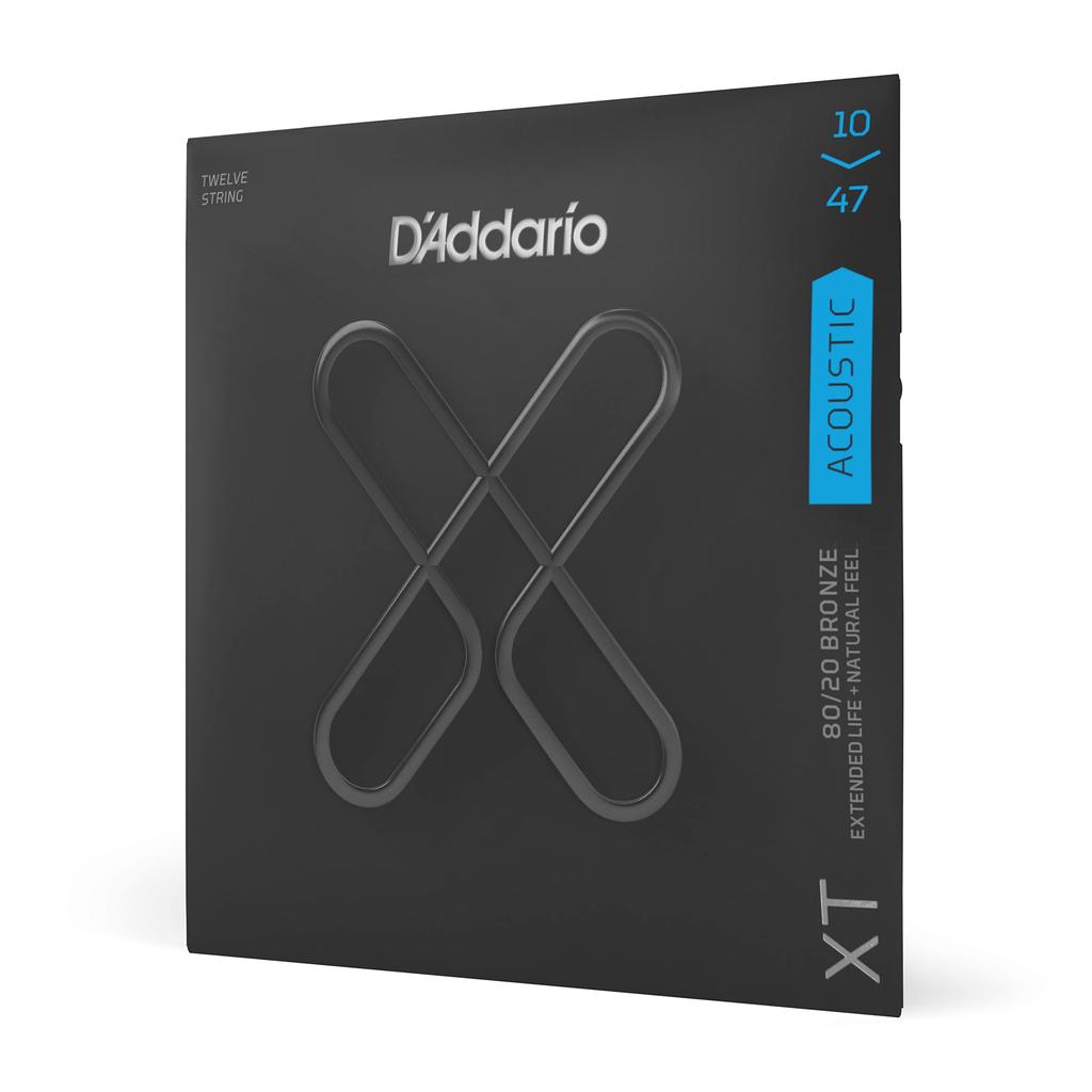 XT Coated Acoustic Guitar D'Addario Strings, 80/20 Bronze, Light, 12-String, .010-.047, XTABR1047-12