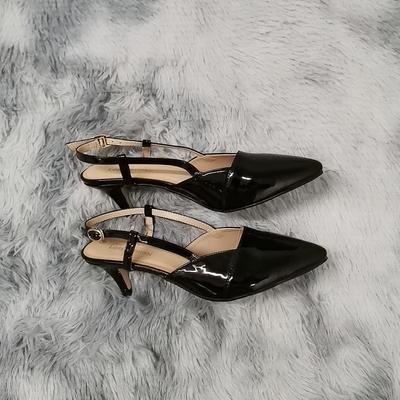 Новые повседневные универсальные сандалии, пикантные повседневные туфли на низкой высоте 5 см, туфли-лодочки с острым носком на высоком каблуке сзади, пустые туфли-лодочки с пряжкой, красные свадебные туфли