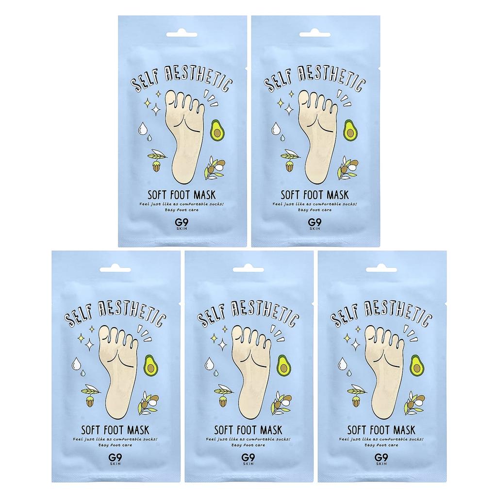 G9SKIN Self-Aesthetic, Мягкая маска для ног, 5 масок, 0.40 жидких унций(12мл)