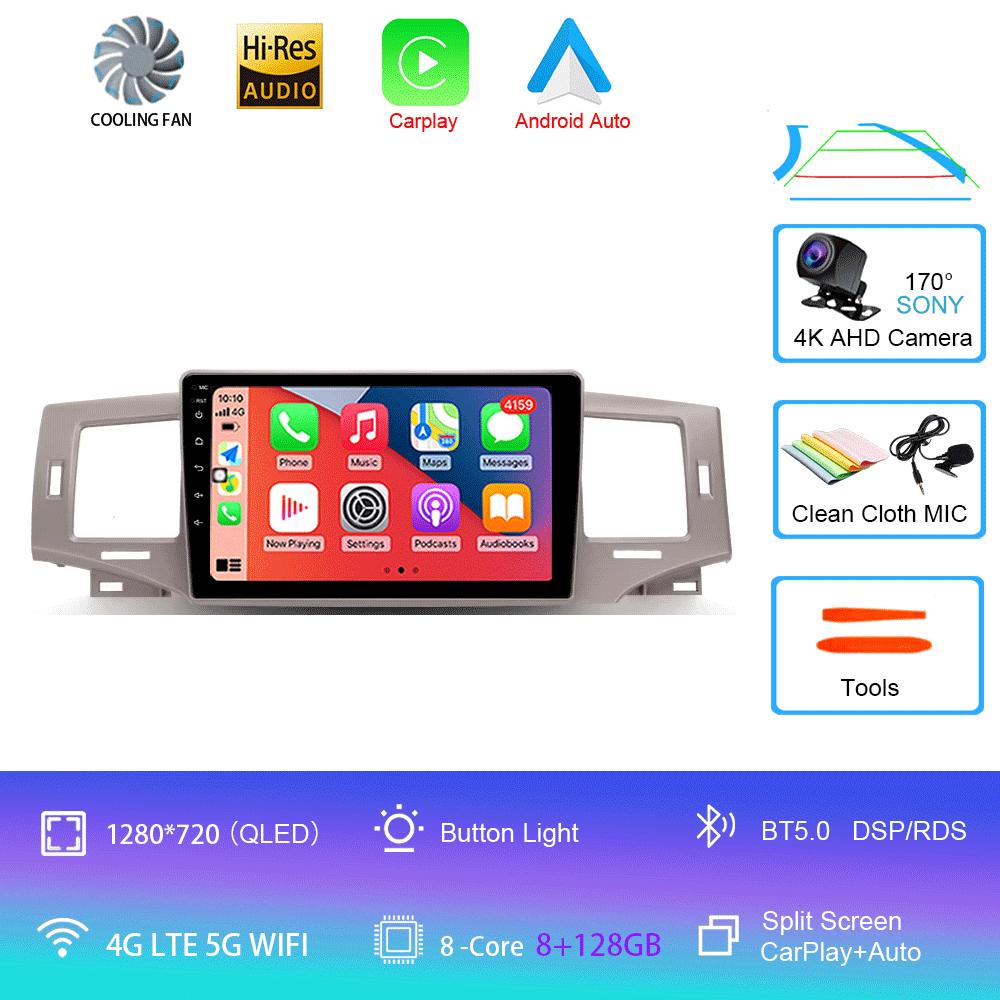 Автомобильный радиоприемник Android 14 Carplay Auto Multimedia Player для Toyota Corolla 9 E120 2004-2006 WIFI+4G Автомагнитола Стерео 2din Головное устройство