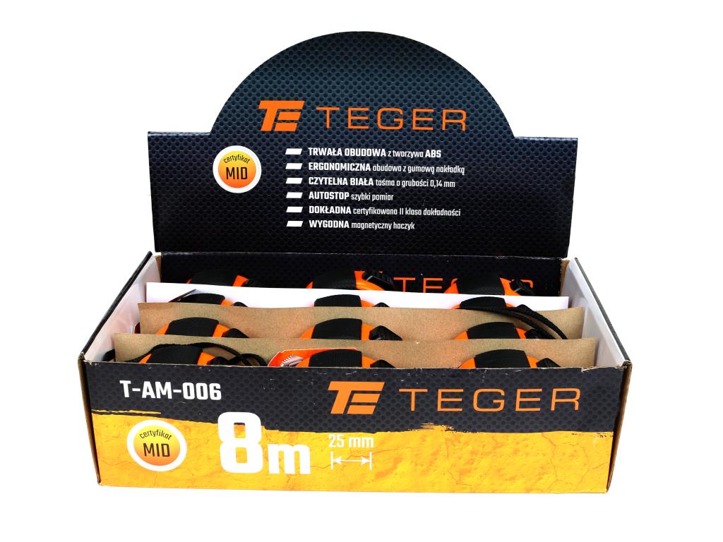 Steel tape measure 8m 25mm TEGER
