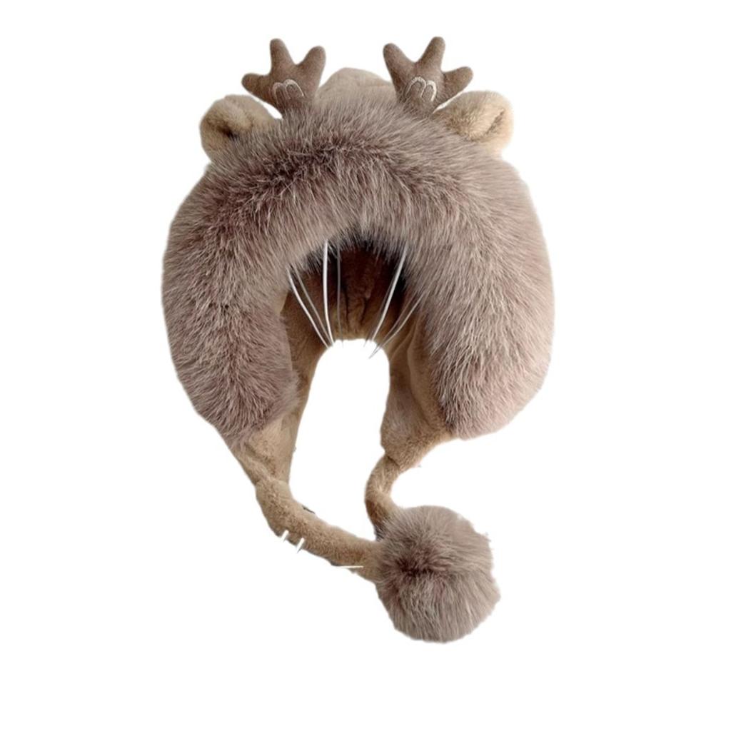 Рога плюшевые симпатичные шапки женские зимние утолщенные плюшевые теплые для езды на велосипеде холодные комки шерсти защита ушей с капюшоном