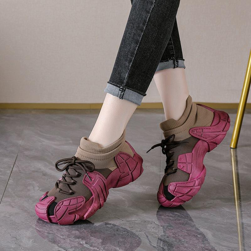 Обувь женская весенняя универсальная уродливая милая дофаминовая женская обувь обувь осьминог кокосовая обувь летающая тканая повседневная обувь платформа папины кроссовки