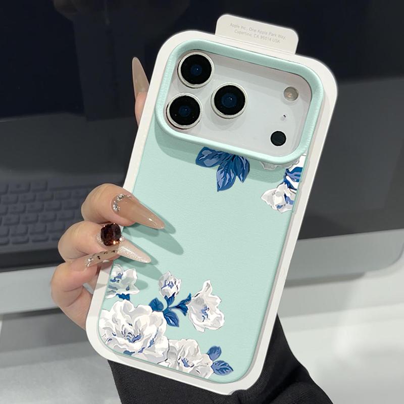 Белый цветочный узор Гардения Чехол Для iPhone 17 Pro Max Funda iPhone 16 Pro Max 15 14 13 12 11 Air 16E Силиконовый Чехол с Текстурой Кожи