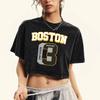Boston 03 Creative Letter Print Women Washed T-Shirts Cotton Fashion Short Sleeve Fashion Personality Tops T Shirt