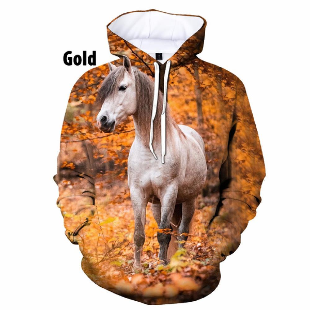 Весенне-осенние толстовки с 3D принтом лошади для мужчин и женщин, повседневные пуловеры унисекс, свободные мужские толстовки с капюшоном с длинными рукавами и героями мультфильмов