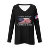 Women's Fashion Casual Long Sleeve Halloween Printed V-Neck Top