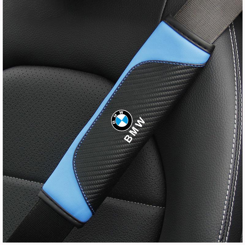ZJYS3 2PCS Carbon fiber Seat Belt Cover Car Safety Belt Cover For BMW X5 X6 F30 F34 F10 F20 G20 G30 F15 F16 1 3 5 7 Series Sticker