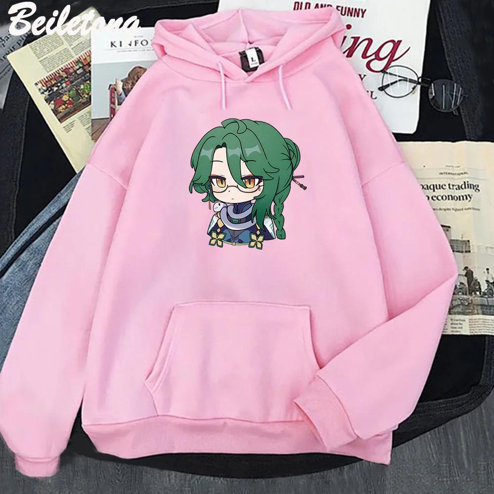 Baizhu Genshin Impact Hoodies Cartoon Cute Print Sweatshirts Women Spring Fashion Tops Kawaii Clothing Aesthetic