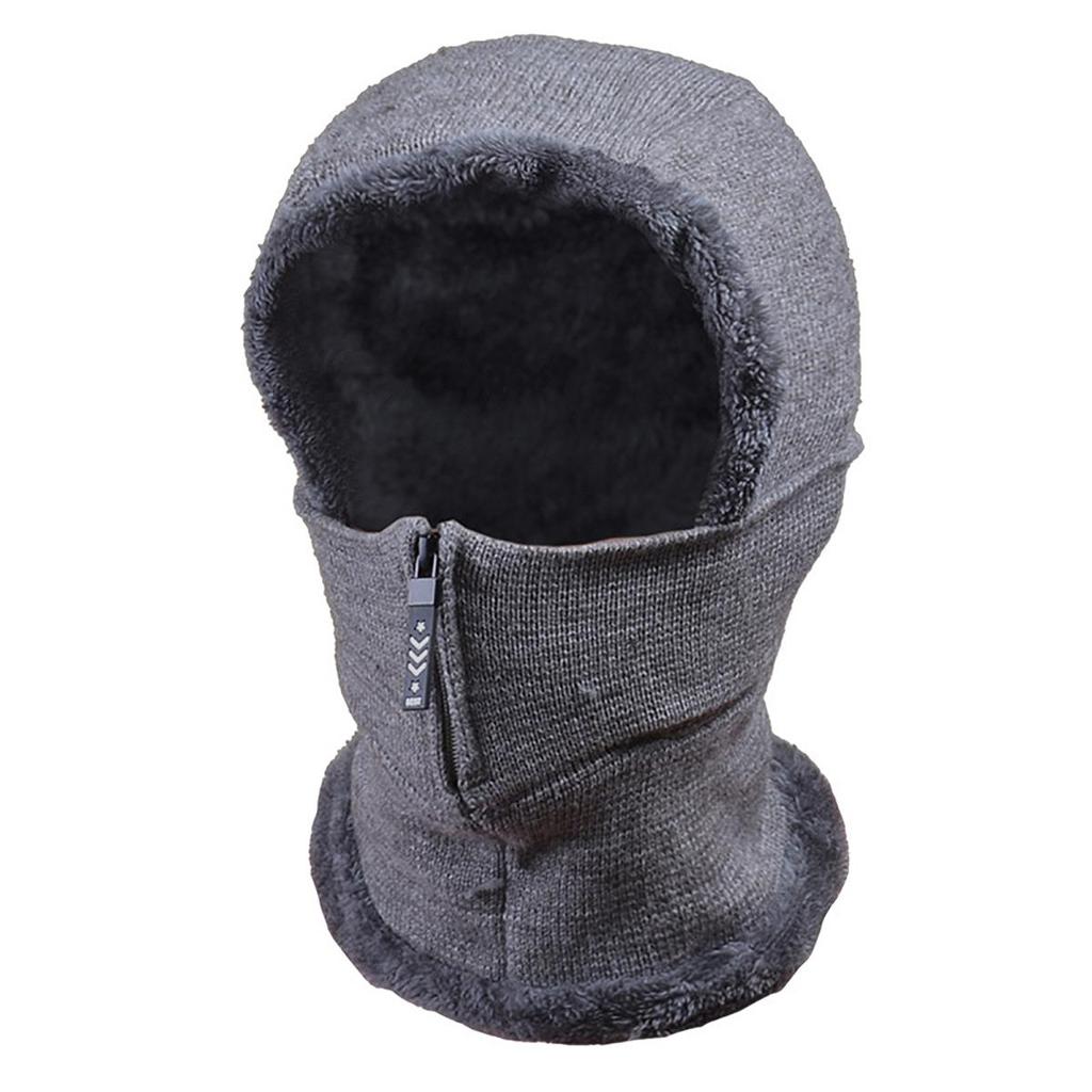 Women's Knitted Hat Autumn and Winter Ear Protection with Wool Thickened One-piece Windproof Bib Headpiece