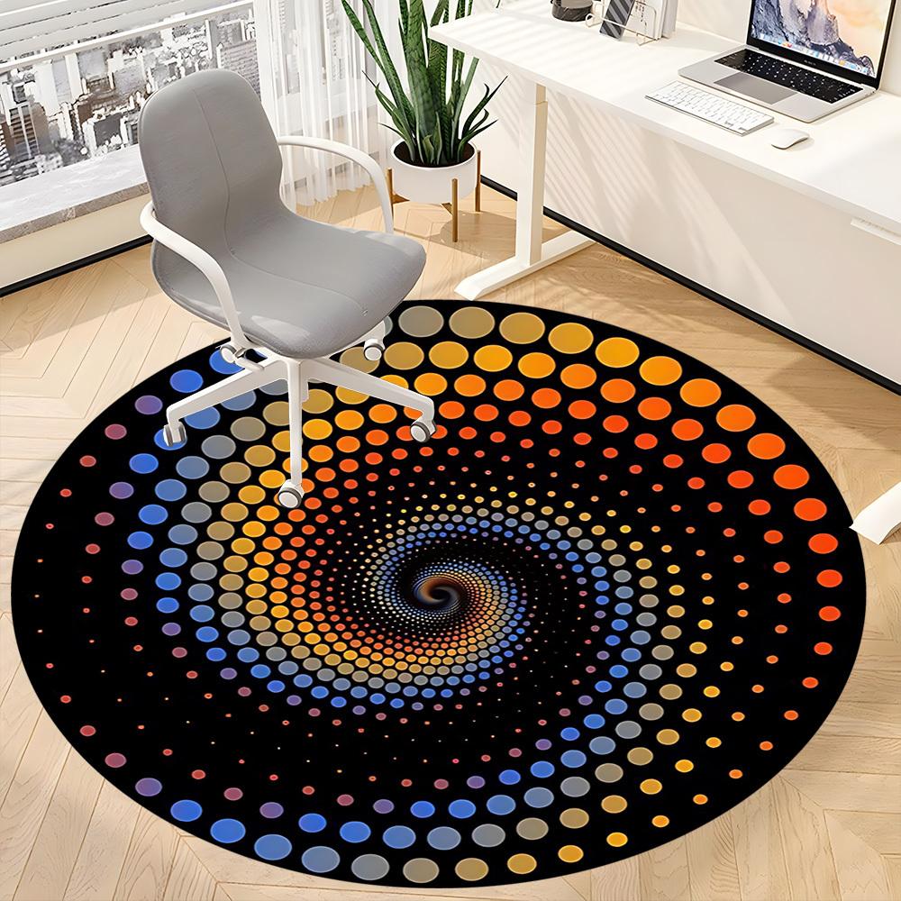 1pc Spiral Dots Pattern Carpet for Office Non Slip, Round Carpet, Soft & Comfortable, Carpet for Office, Lightweight Round Floor Mat
